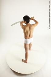 Underwear Fighting with sword Man Asian Standing poses - ALL Slim Short Black Standing poses - simple Multi angles poses Academic