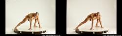 Nude Man White Muscular Short Brown Sitting poses - ALL Sitting poses - on knees 3D Stereoscopic poses Realistic