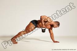 Swimsuit Gymnastic poses Man White Laying poses - ALL Muscular Short Brown Laying poses - on stomach Dynamic poses Academic