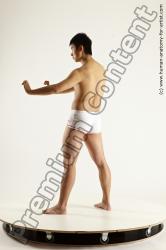 Underwear Fighting Man Asian Standing poses - ALL Slim Short Black Standing poses - simple Multi angles poses Academic