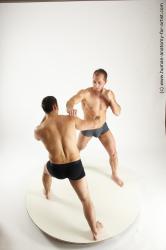 Underwear Fighting Man - Man White Short Brown Multi angles poses Academic