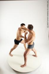 Underwear Fighting Man - Man White Short Brown Multi angles poses Academic
