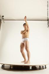 Underwear Fighting Man Asian Athletic Short Black Multi angles poses Academic