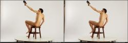 Nude Fighting with gun Man Black Slim Medium Black 3D Stereoscopic poses Realistic