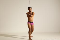 Underwear Fighting Man Asian Athletic Long Black Dynamic poses Academic