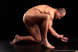 Nude Man White Kneeling poses - ALL Muscular Bald Kneeling poses - on one knee Standard Photoshoot Realistic