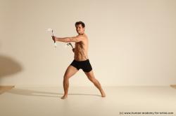 Underwear Fighting Man White Muscular Short Brown Standard Photoshoot Academic