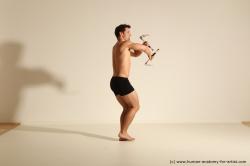 Underwear Fighting Man White Muscular Short Brown Standard Photoshoot Academic