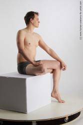 Underwear Man White Sitting poses - simple Average Short Brown Sitting poses - ALL Standard Photoshoot Academic