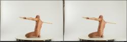 Nude Man White Kneeling poses - ALL Slim Short Grey Kneeling poses - on both knees 3D Stereoscopic poses Realistic