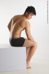 Underwear Man Asian Sitting poses - simple Slim Short Black Sitting poses - ALL Standard Photoshoot Academic