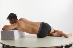 Underwear Man Asian Laying poses - ALL Slim Short Laying poses - on side Black Standard Photoshoot Academic