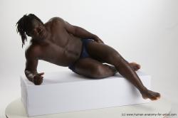 Underwear Man Black Laying poses - ALL Muscular Medium Laying poses - on side Black Standard Photoshoot Academic