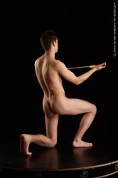 Nude Man White Kneeling poses - ALL Slim Short Brown Kneeling poses - on one knee Standard Photoshoot Realistic