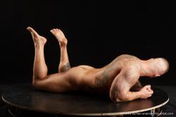 Nude Man White Laying poses - ALL Muscular Short Brown Laying poses - on stomach Standard Photoshoot Realistic