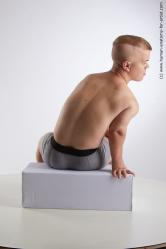Underwear Man White Sitting poses - simple Average Short Brown Sitting poses - ALL Standard Photoshoot Academic