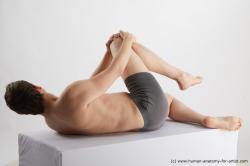 Underwear Man White Laying poses - ALL Average Short Brown Laying poses - on back Standard Photoshoot Academic