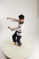 Sportswear Fighting Man Asian Standing poses - ALL Slim Short Black Standing poses - simple Multi angles poses Academic