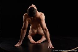 Nude Man White Kneeling poses - ALL Athletic Short Brown Kneeling poses - on both knees Standard Photoshoot Realistic