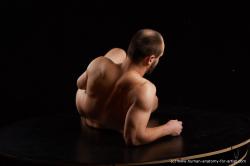 Nude Man White Laying poses - ALL Slim Bald Brown Laying poses - on side Standard Photoshoot Realistic