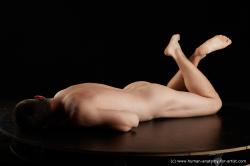 Nude Man White Laying poses - ALL Slim Short Laying poses - on stomach Black Standard Photoshoot Realistic