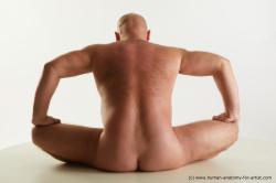 Nude Man White Sitting poses - simple Bald Sitting poses - ALL Standard Photoshoot Chubby Realistic