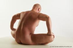 Nude Man White Sitting poses - simple Bald Sitting poses - ALL Standard Photoshoot Chubby Realistic