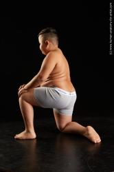 Underwear Man White Kneeling poses - ALL Overweight Short Brown Kneeling poses - on one knee Standard Photoshoot  Academic