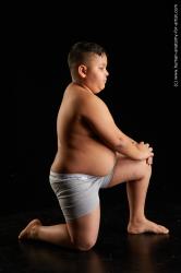 Underwear Man White Kneeling poses - ALL Overweight Short Brown Kneeling poses - on one knee Standard Photoshoot  Academic