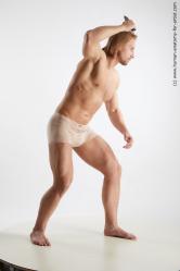 Underwear Fighting with knife Man White Standing poses - ALL Athletic Medium Blond Standing poses - simple Standard Photoshoot Academic