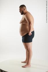 Underwear Man White Overweight Short Brown Standard Photoshoot Academic