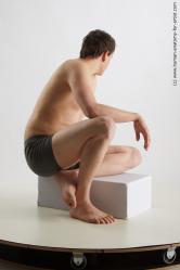 Underwear Man White Sitting poses - simple Average Short Brown Sitting poses - ALL Standard Photoshoot Academic