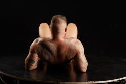 Nude Man Laying poses - ALL Muscular Short Brown Laying poses - on back Standard Photoshoot Realistic