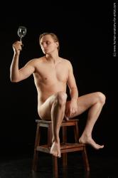 Nude Man White Sitting poses - simple Slim Medium Blond Sitting poses - ALL Standard Photoshoot Realistic