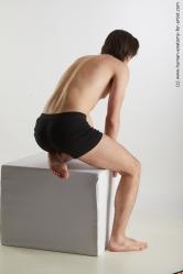 Underwear Man White Kneeling poses - ALL Slim Medium Brown Kneeling poses - on one knee Standard Photoshoot Academic