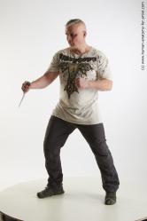 Casual Fighting with knife Man White Average Short Grey Standard Photoshoot Academic