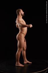 Nude Man Standing poses - ALL Muscular Short Brown Standing poses - simple Standard Photoshoot Realistic