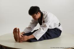 Sportswear Man Asian Sitting poses - simple Average Short Black Sitting poses - ALL Standard Photoshoot Academic