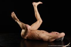 Nude Man White Laying poses - ALL Slim Short Grey Laying poses - on back Standard Photoshoot Realistic