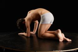 Underwear Man White Kneeling poses - ALL Slim Short Brown Kneeling poses - on both knees Standard Photoshoot  Academic