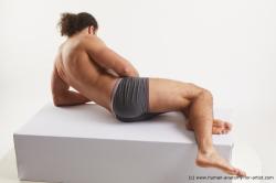 Underwear Man Black Laying poses - ALL Muscular Long Laying poses - on side Black Standard Photoshoot Academic
