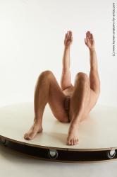 Nude Man White Laying poses - ALL Chubby Bald Laying poses - on back Standard Photoshoot Realistic
