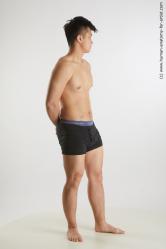 Underwear Man Asian Standing poses - ALL Slim Short Brown Standing poses - simple Standard Photoshoot Academic