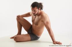 Underwear Man Black Sitting poses - simple Muscular Medium Black Sitting poses - ALL Standard Photoshoot Academic