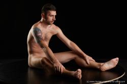 Nude Man White Sitting poses - simple Slim Short Brown Sitting poses - ALL Standard Photoshoot Realistic