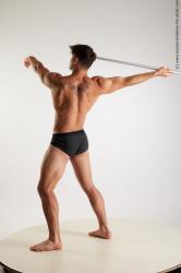 Underwear Gymnastic poses Man White Standing poses - ALL Athletic Short Brown Standing poses - simple Standard Photoshoot Academic