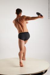 Underwear Gymnastic poses Man White Standing poses - ALL Athletic Short Brown Standing poses - simple Standard Photoshoot Academic