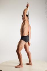 Underwear Gymnastic poses Man White Standing poses - ALL Athletic Short Brown Standing poses - simple Standard Photoshoot Academic