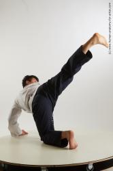 Sportswear Fighting Man Asian Kneeling poses - ALL Slim Short Brown Kneeling poses - on one knee Standard Photoshoot Academic