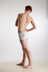 Underwear Man White Standing poses - ALL Slim Short Red Standing poses - simple Standard Photoshoot Academic